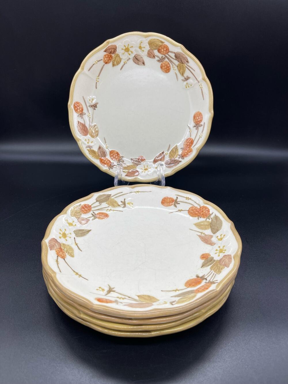 Vintage Metlox Poppytrail Autumn Berry Set of 5 Salad Plates Made in CALIF